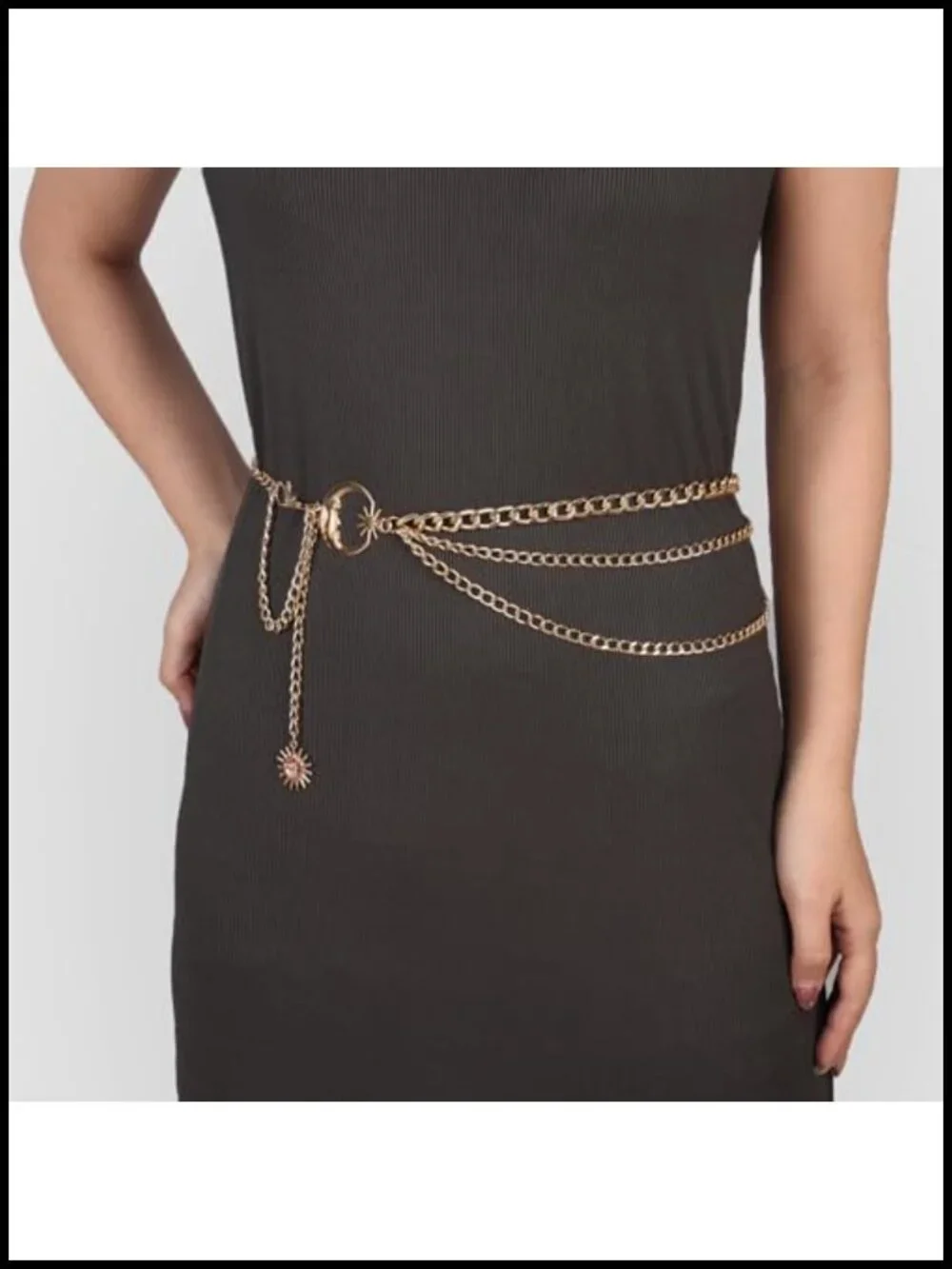 3 Layered Metal Waist Chain Belt Adjustable Body Chain for Dresses Jeans